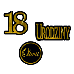 18 Urodziny Tablica baner lustrzane złoto czarny dekoracja ścianka na osiemnastkę 30 40 50 Urodziny Dowolny Napis